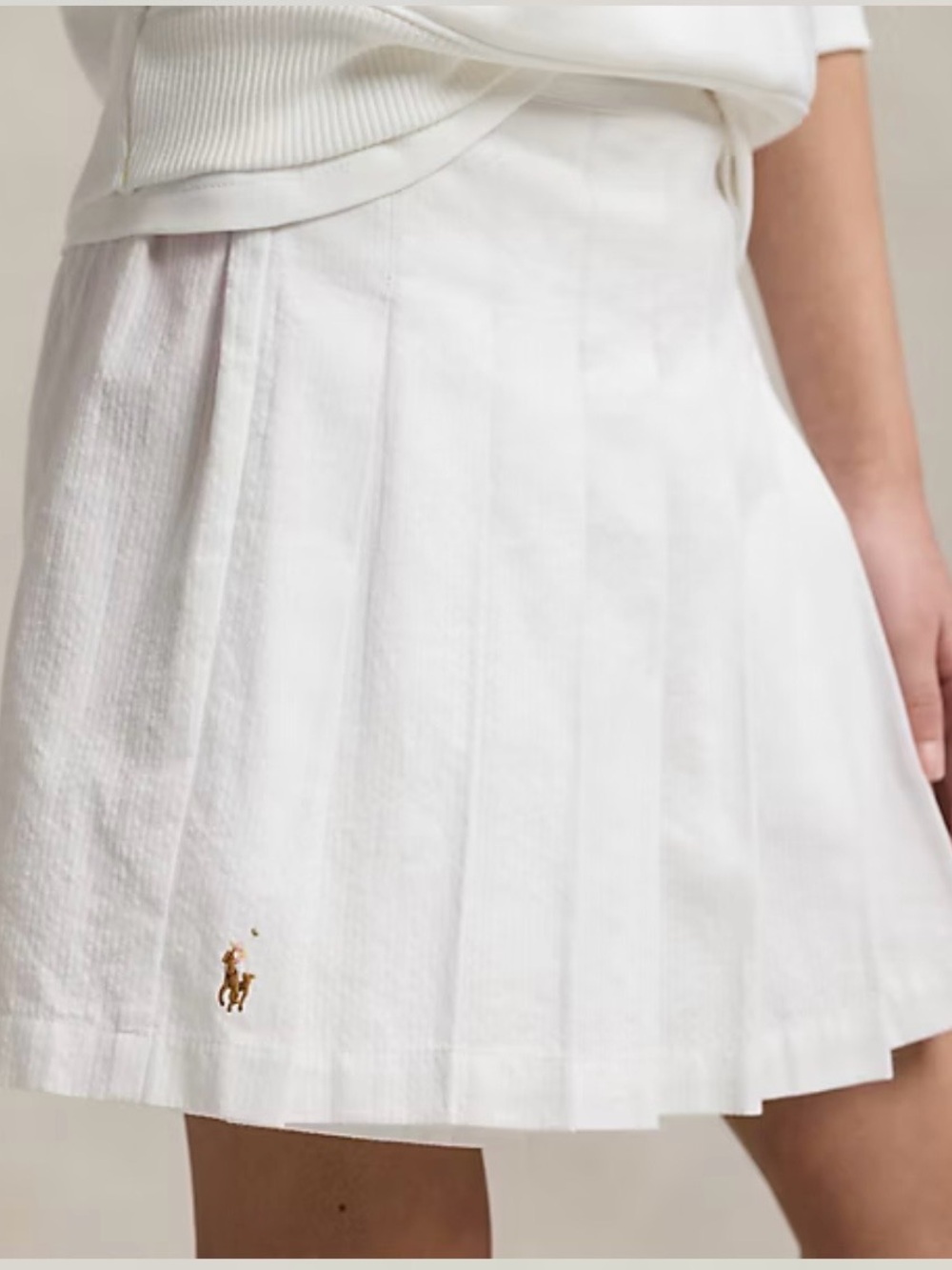 NWT Polo Ralph Lauren Girls Pleated Cotton Seersucker Wrap Skort Sz 7